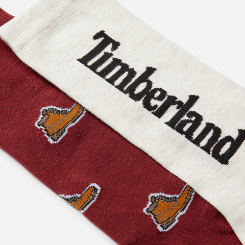 2Pack Timberland All Over Print Crew Sock TBL Wine Red ALT1