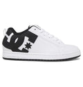 The Men’s Court Graffik Shoes by DC Shoes feature a classic white design with bold black accents, including a prominent black DC Shoes logo on the side. These low-top sneakers are equipped with white laces and a distinctive black and white sole. The signature puffy silhouette of the Court Graffik series adds to their minimalist yet modern appeal.