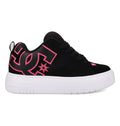 Featuring a thick white sole, black laces, and a bold black upper with a large pink-outlined DC Shoes logo on the side, the Women’s Court Graffik Platform Shoes from DC Shoes are the ideal choice for those seeking women’s footwear that combines iconic design with standout style.