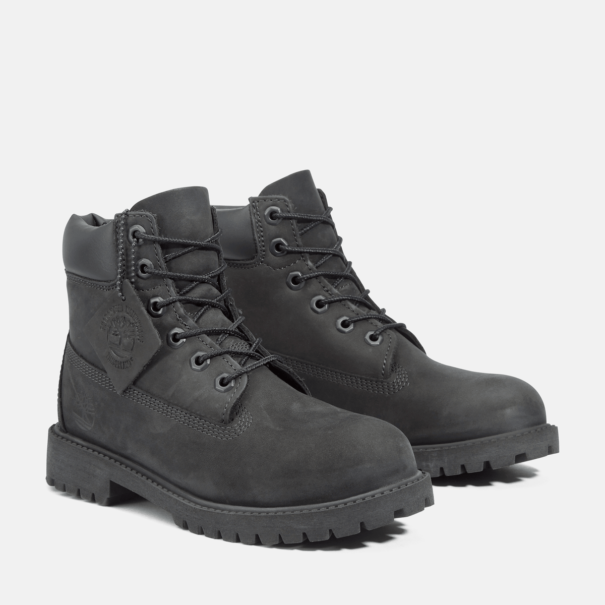 Junior Timberland Premium 6Inch Waterproof Boot TBL Black Nubuck ALT4