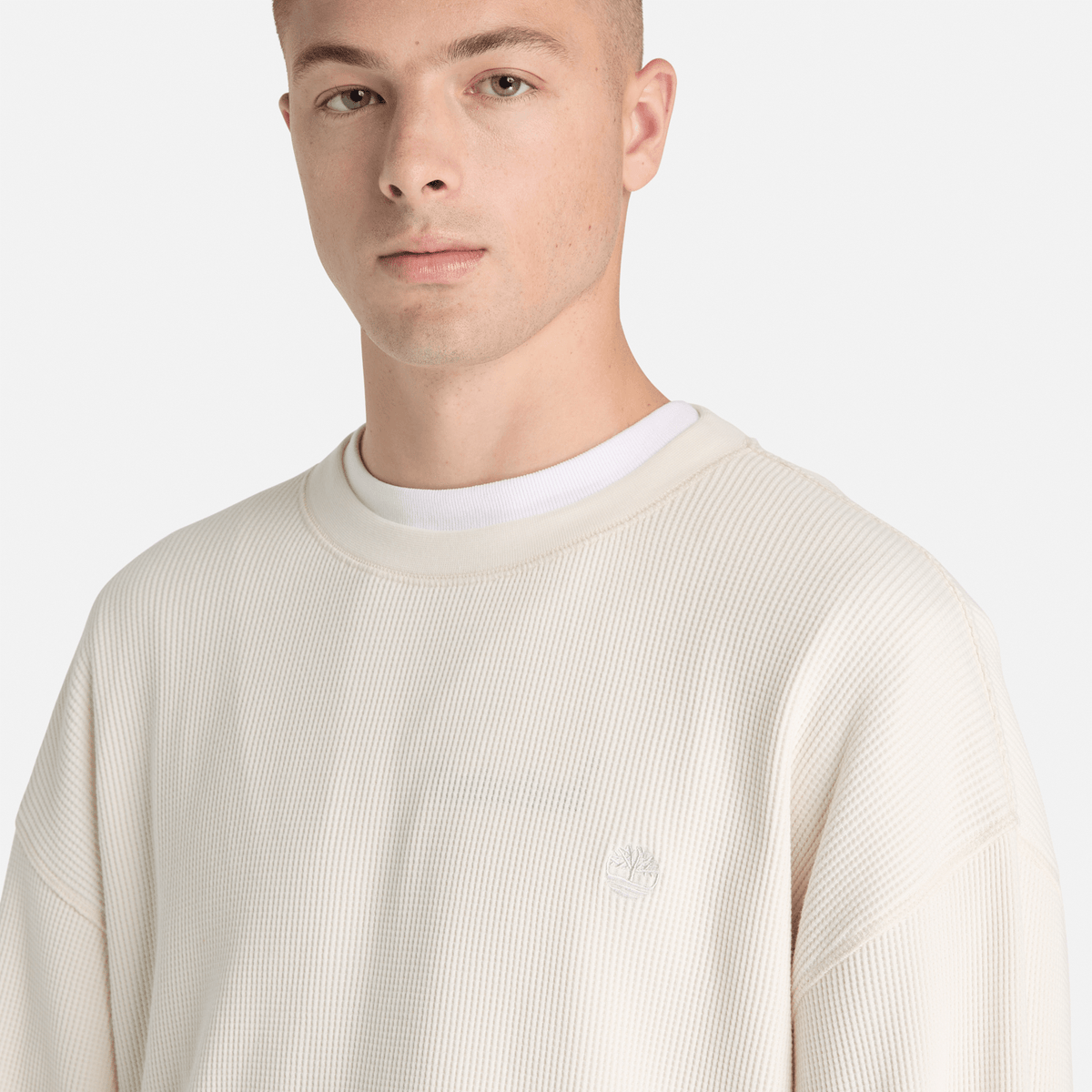 Mens Heavyweight LongSleeve Waffle TShirt TBL Vintage White ALT3