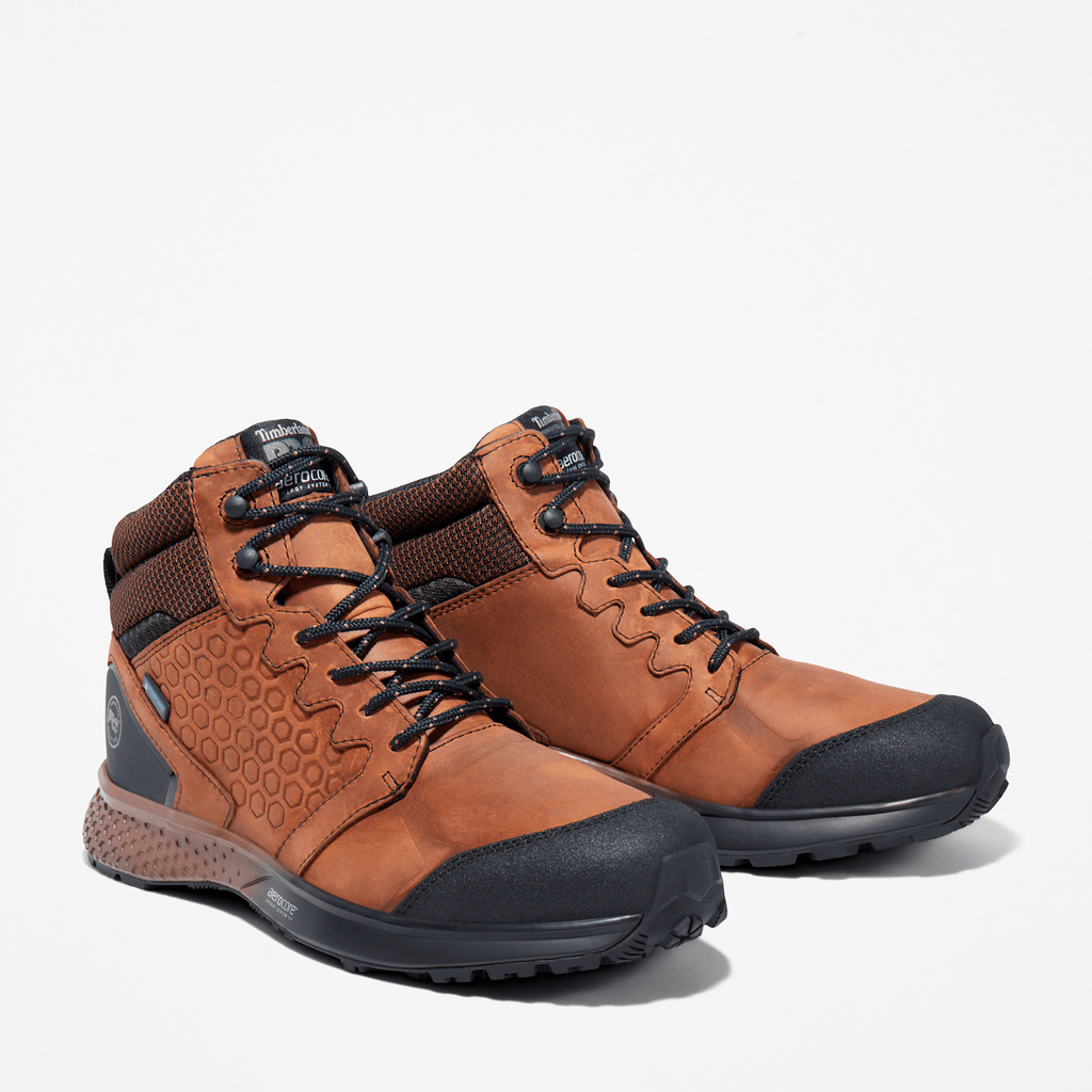 Mens Reaxion Waterproof Work Sneaker TBL Brown ALT4
