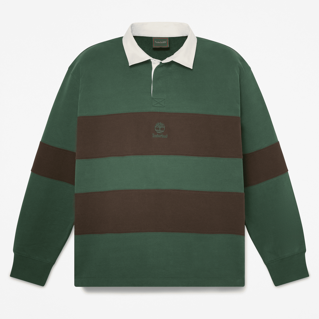Mens Rugby Polo Sweatshirt TBL GreenBrown Stripe HERO