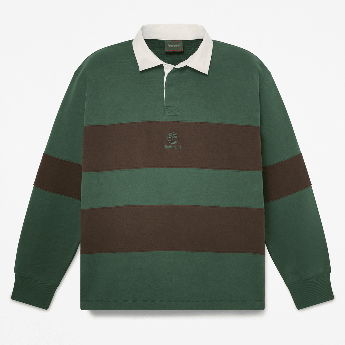 Mens Rugby Polo Sweatshirt TBL GreenBrown Stripe HERO