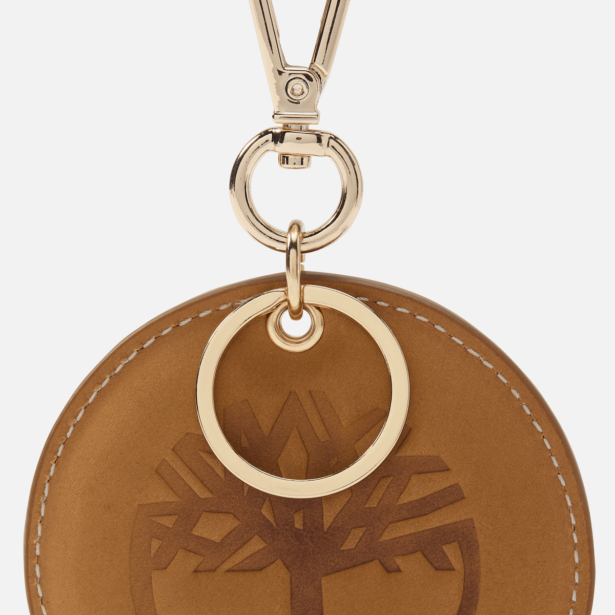 Round 2Sided Leather Key Ring TBL Wheat ALT2