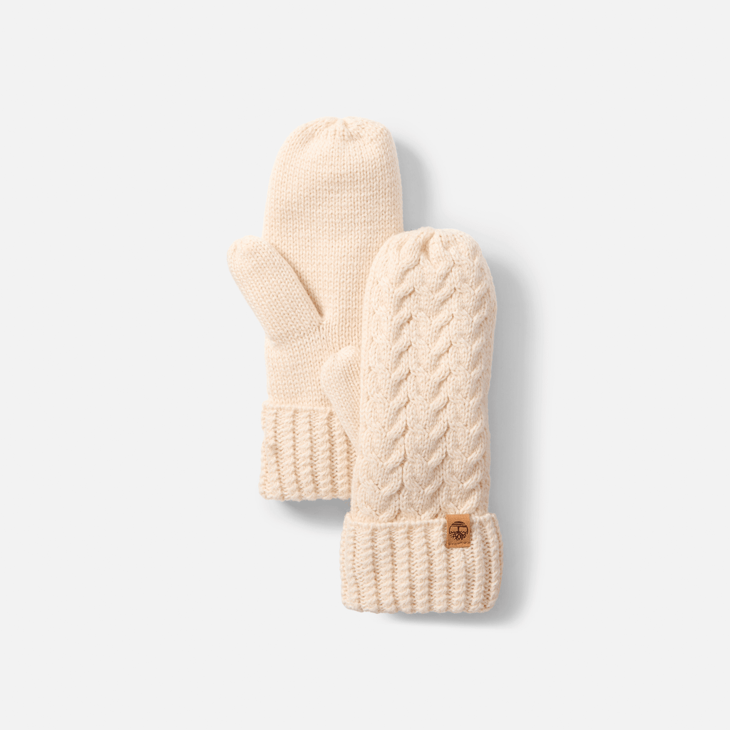 Womens Cable Mitten TBL White Smoke HERO