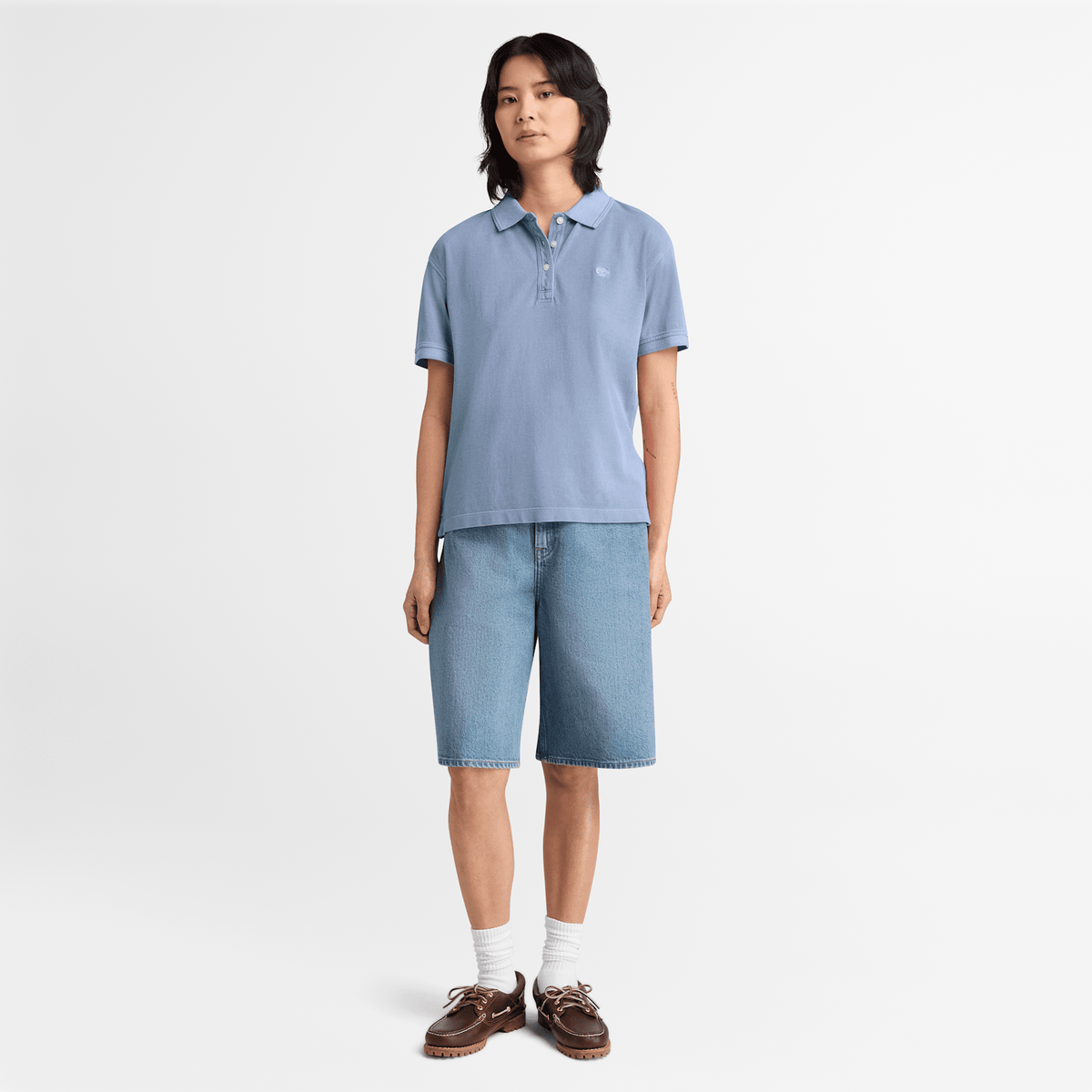 Womens Garment Dyed ShortSleeve Pique Polo TBL Stone Wash ALT2
