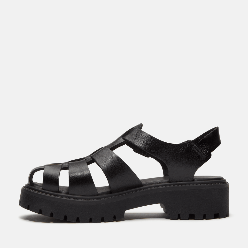 Womens Stone Street Fisherman Platform Sandal TBL Black FullGrain ALT6