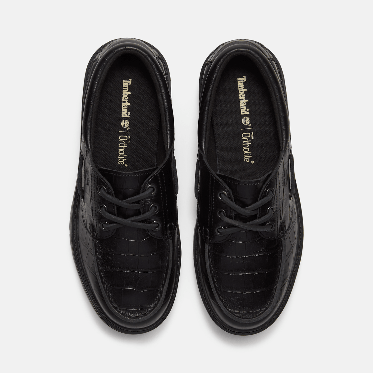 Womens Stone Street Platform Boat Shoe TBL Black FullGrain Croc ALT2