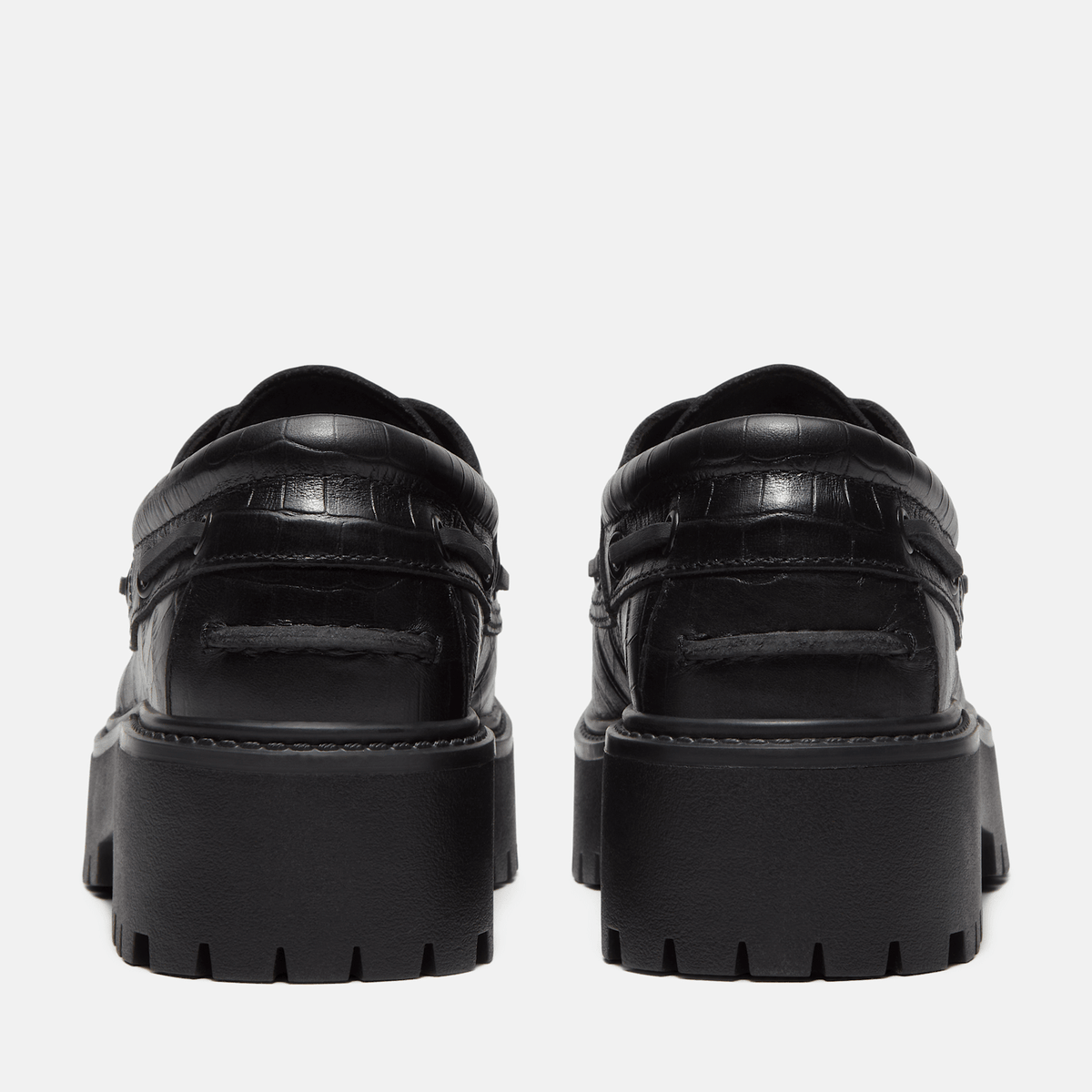 Womens Stone Street Platform Boat Shoe TBL Black FullGrain Croc ALT5
