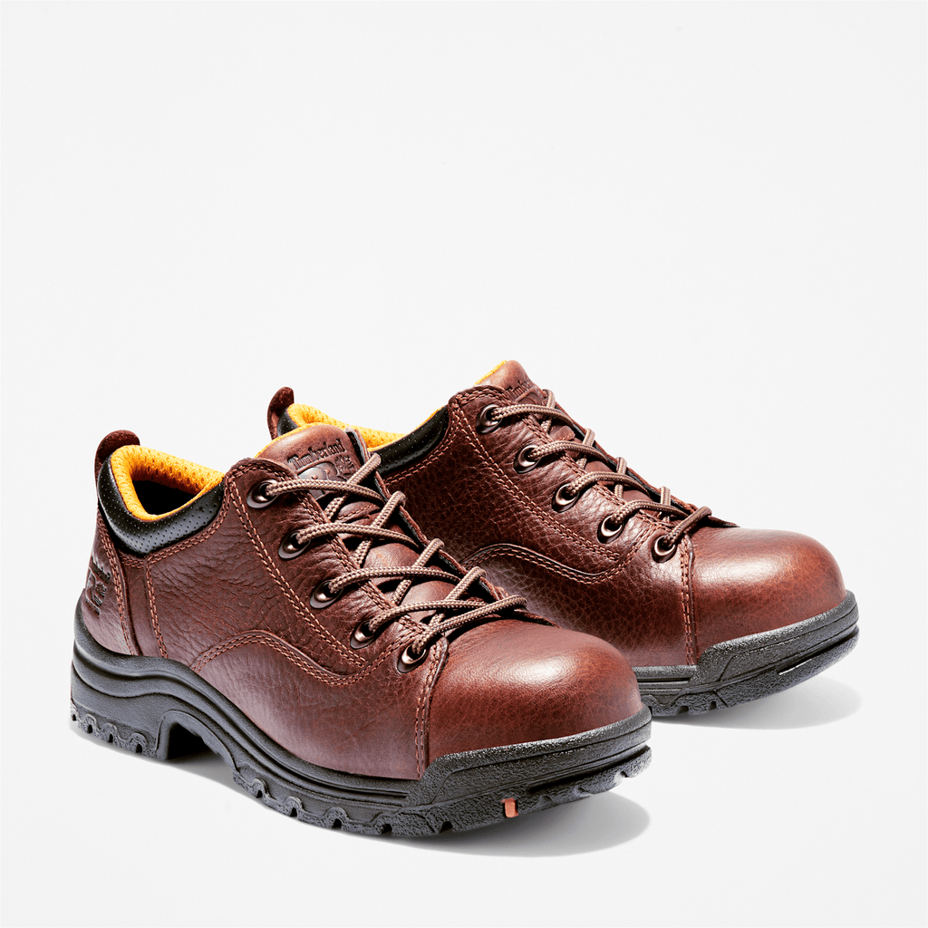 Womens TiTAN Casual Alloy Toe Work Shoe TBL Brown ALT4