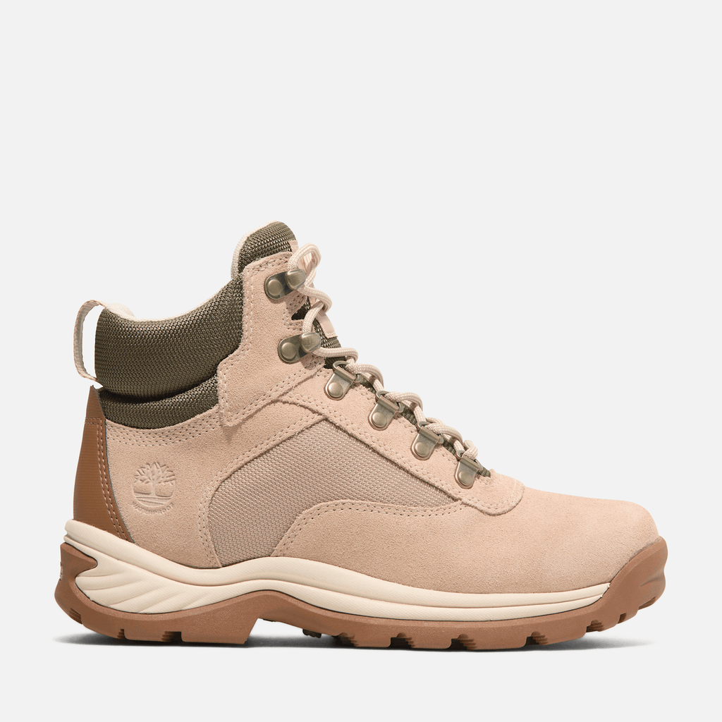 Womens White Ledge Mid Waterproof Hiking Boot TBL Light Beige Suede HERO