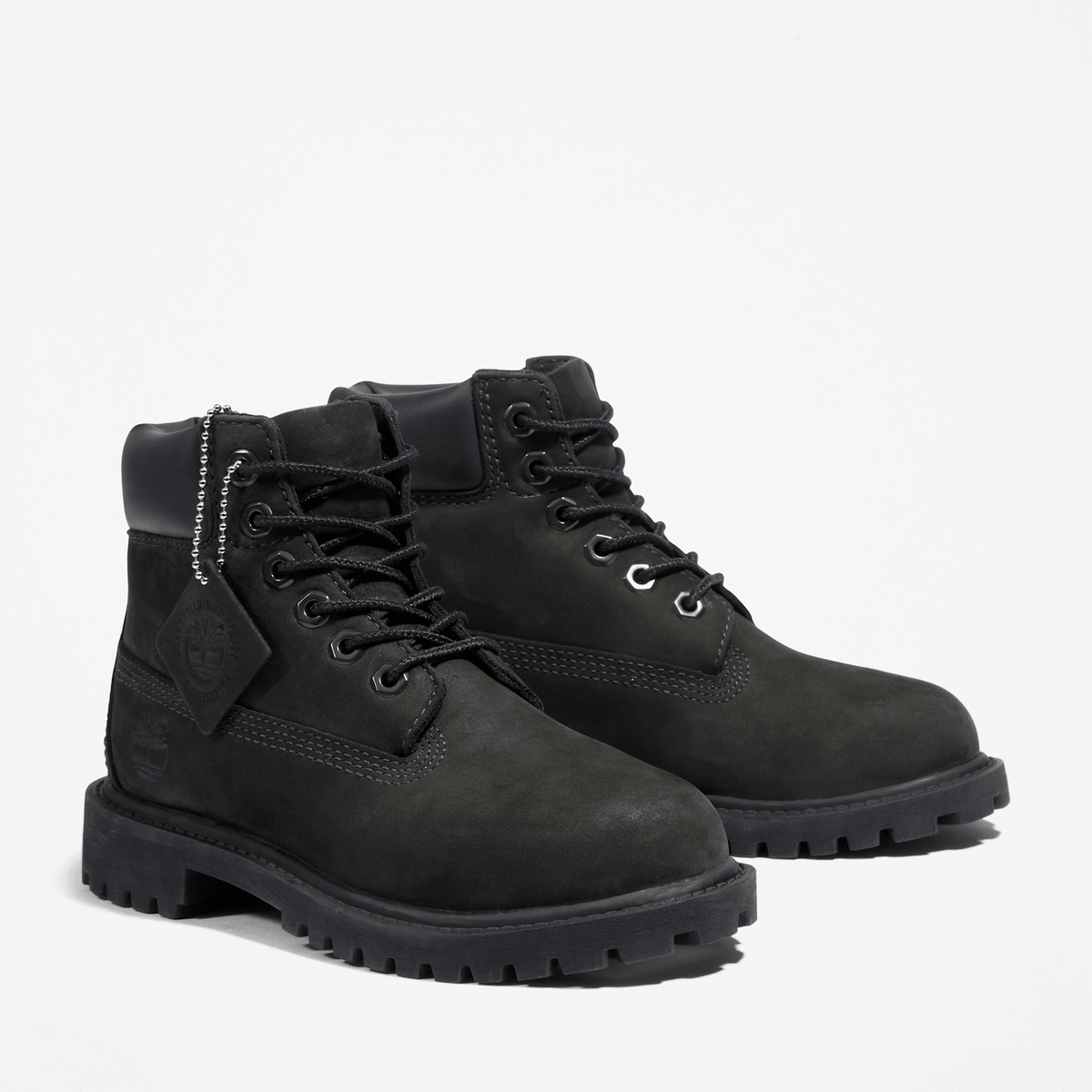 Youth Timberland Premium 6Inch Waterproof Boot TBL Black Nubuck ALT4