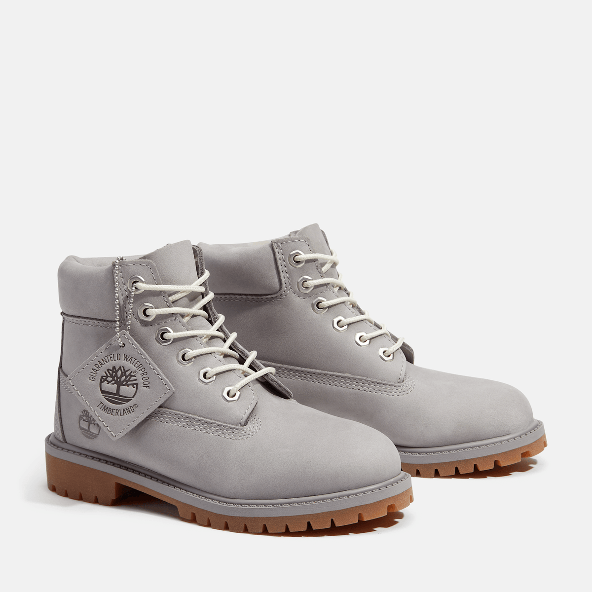 Youth Timberland Premium 6Inch Waterproof Boot TBL Medium Grey Nubuck ALT4