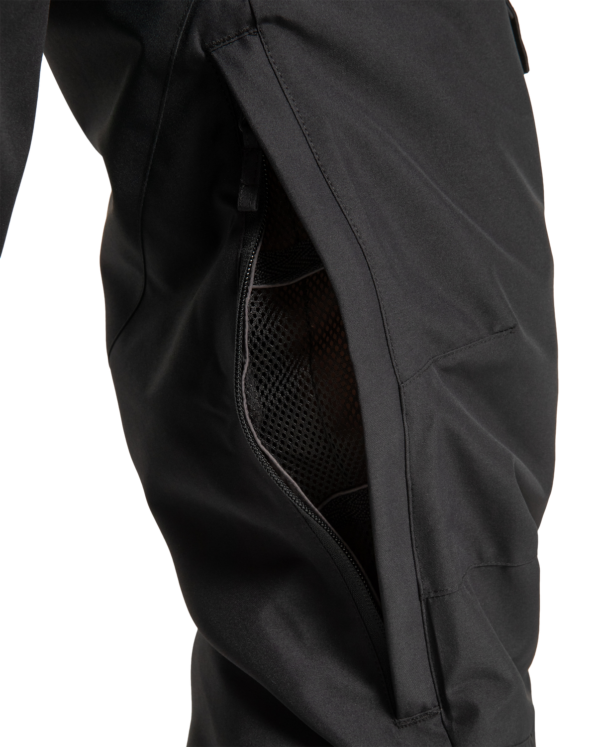 Close-up of the DC Shoes Women’s Nonchalant Insulated Snow Pants for women, featuring a partially unzipped side pocket that reveals a mesh inner lining and highlights the PROFILL insulation designed for exceptional warmth and comfort.