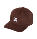 The Men's DC Cap Star Strapback by DC Shoes features brown corduroy, a curved brim, and a white embroidered DC logo on the front. Shown against a white background.