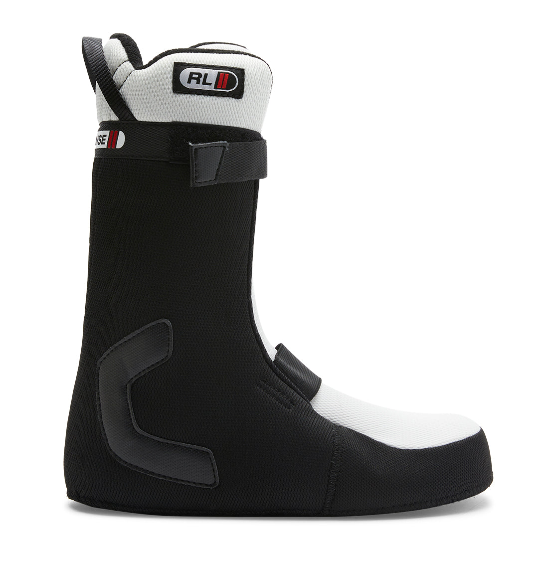 The DC Shoes Men’s Control Step On® Snowboard Boots liner is displayed in profile against a white background, highlighted by a top strap and padded sections for enhanced comfort and support, exemplifying cutting-edge snow boot technology.