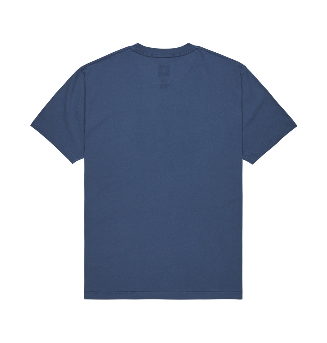 The Men's DC Star Tee by DC Shoes features a relaxed fit and short sleeves in solid navy blue, shown from the back against a white background—ideal for pairing with your favorite graphic skate tee or layering under DC artwork pieces.